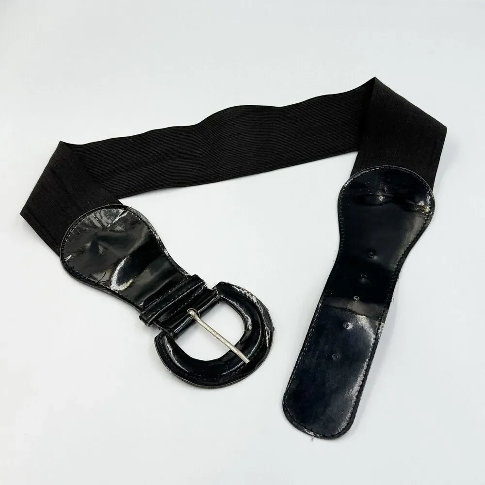 PU Patent Leather Wide Waist Corset Belt Elastic Dress Waist Belt